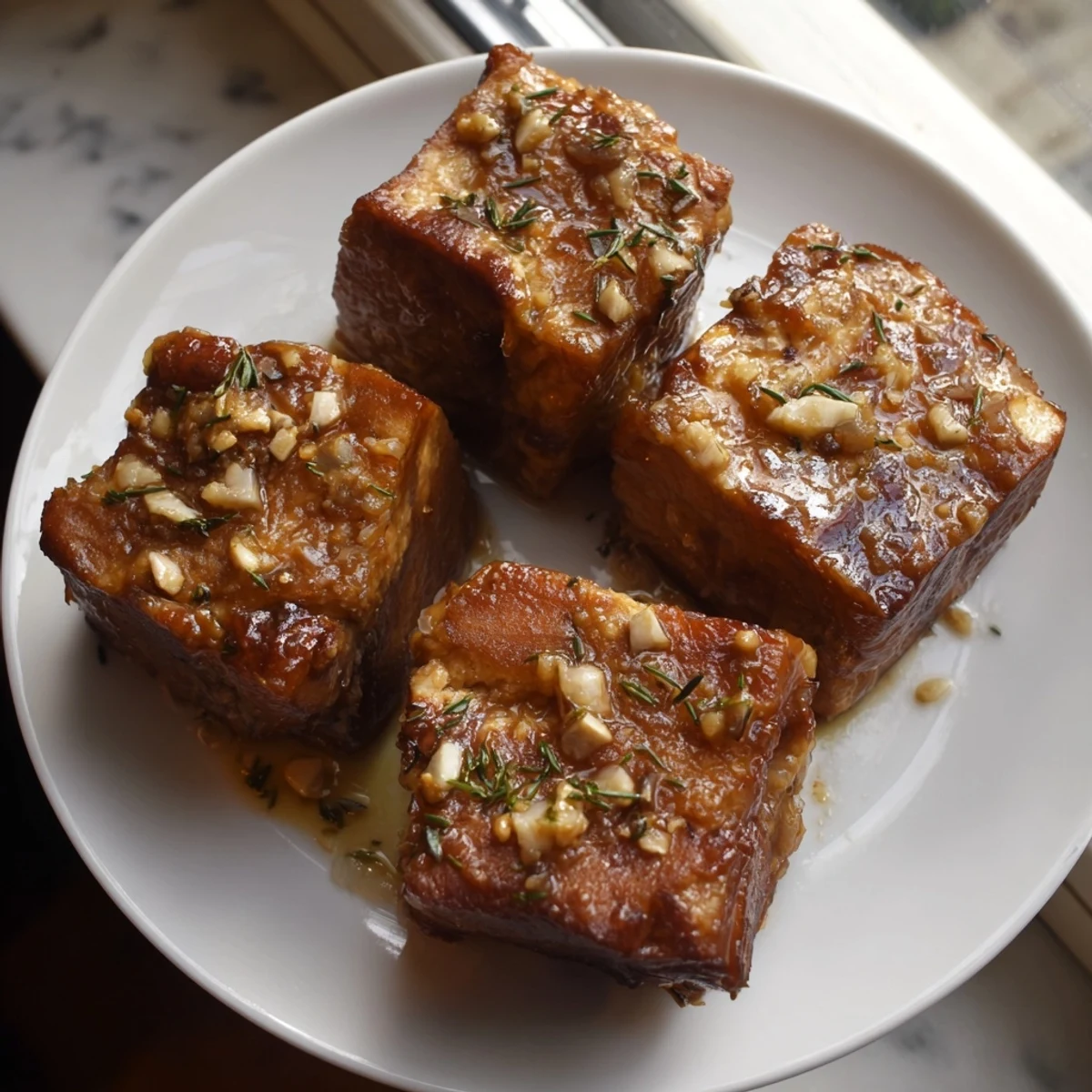 Perfectly cooked Skillet-Seared Steak Bites: juicy, seasoned, and coated with a savory garlic-infused butter sauce.