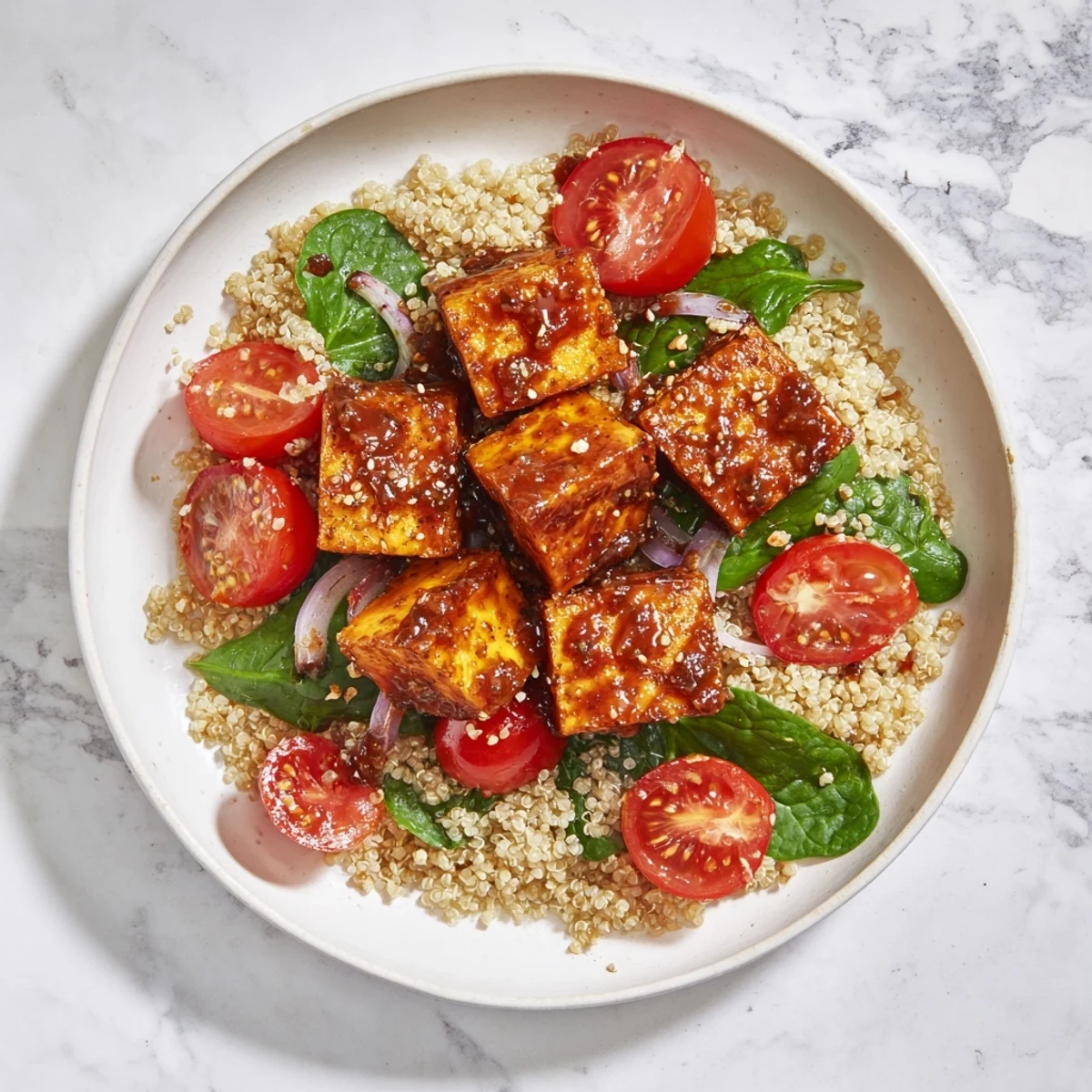 Golden honey-roasted butternut squash bowl with colorful veggies and a tangy honey-lime drizzle.