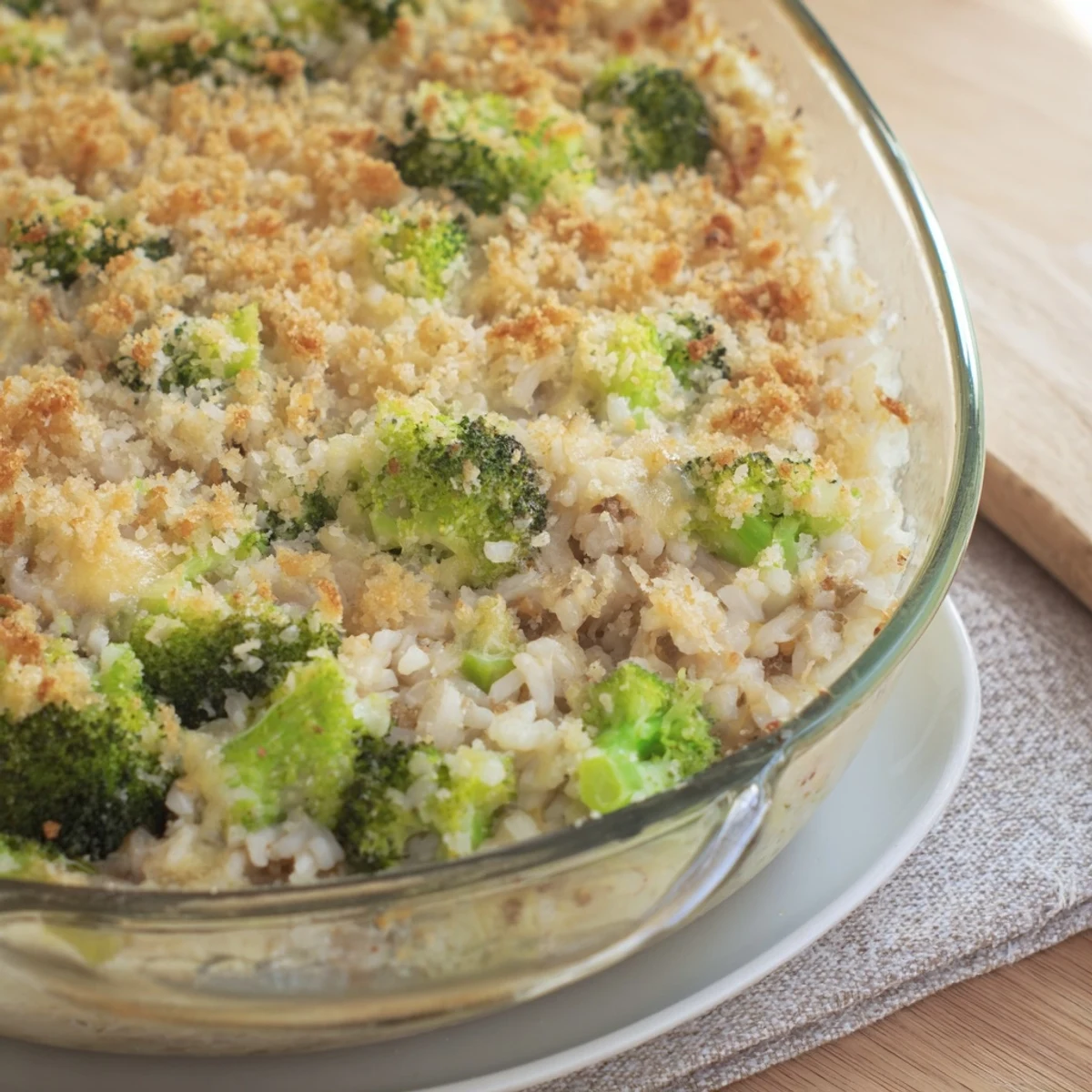 Golden, bubbly Cheesy Broccoli and Rice All-in-One Bake, perfect for a cozy weeknight dinner.