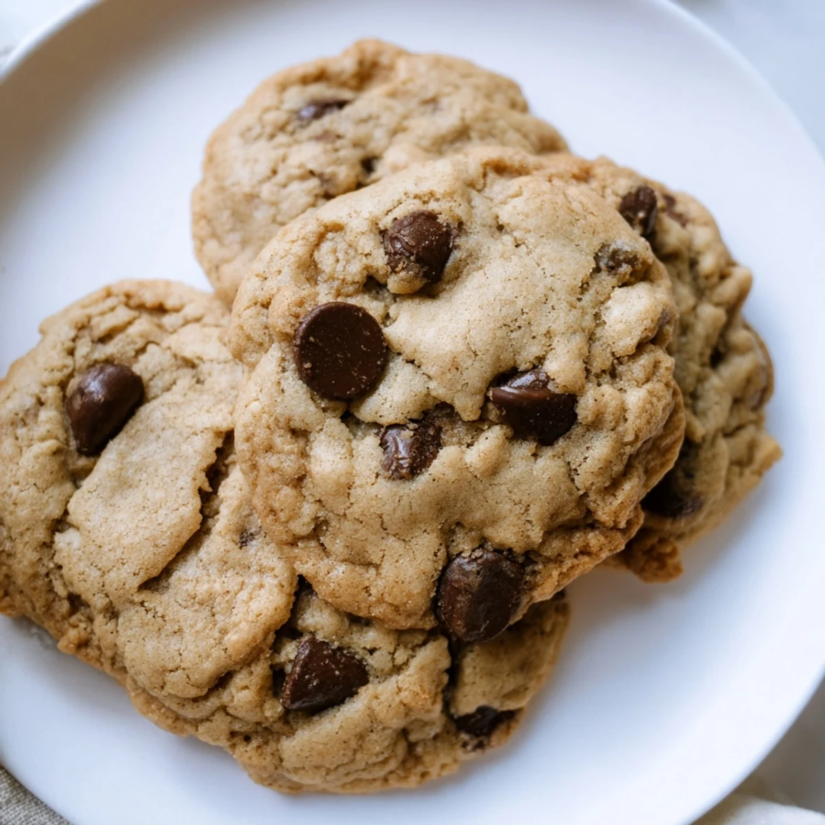 Air-Fryer Chocolate Chip Cookies, warm from the air fryer, with melty chocolate and golden edges.