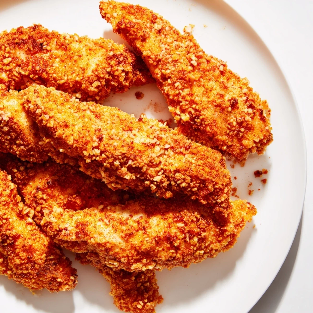 These savory air-fried chicken tenders feature a crunchy breadcrumb crust, perfect for a quick and easy dinner.