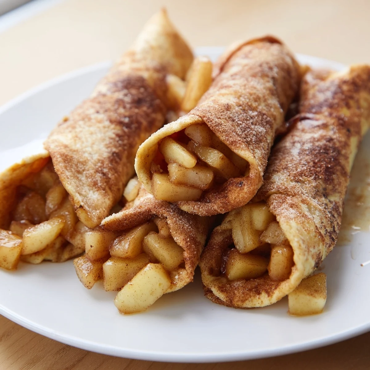 Golden, flaky Apple Pie Roll-Ups fresh from the oven, drizzled with cinnamon sugar and delicious.