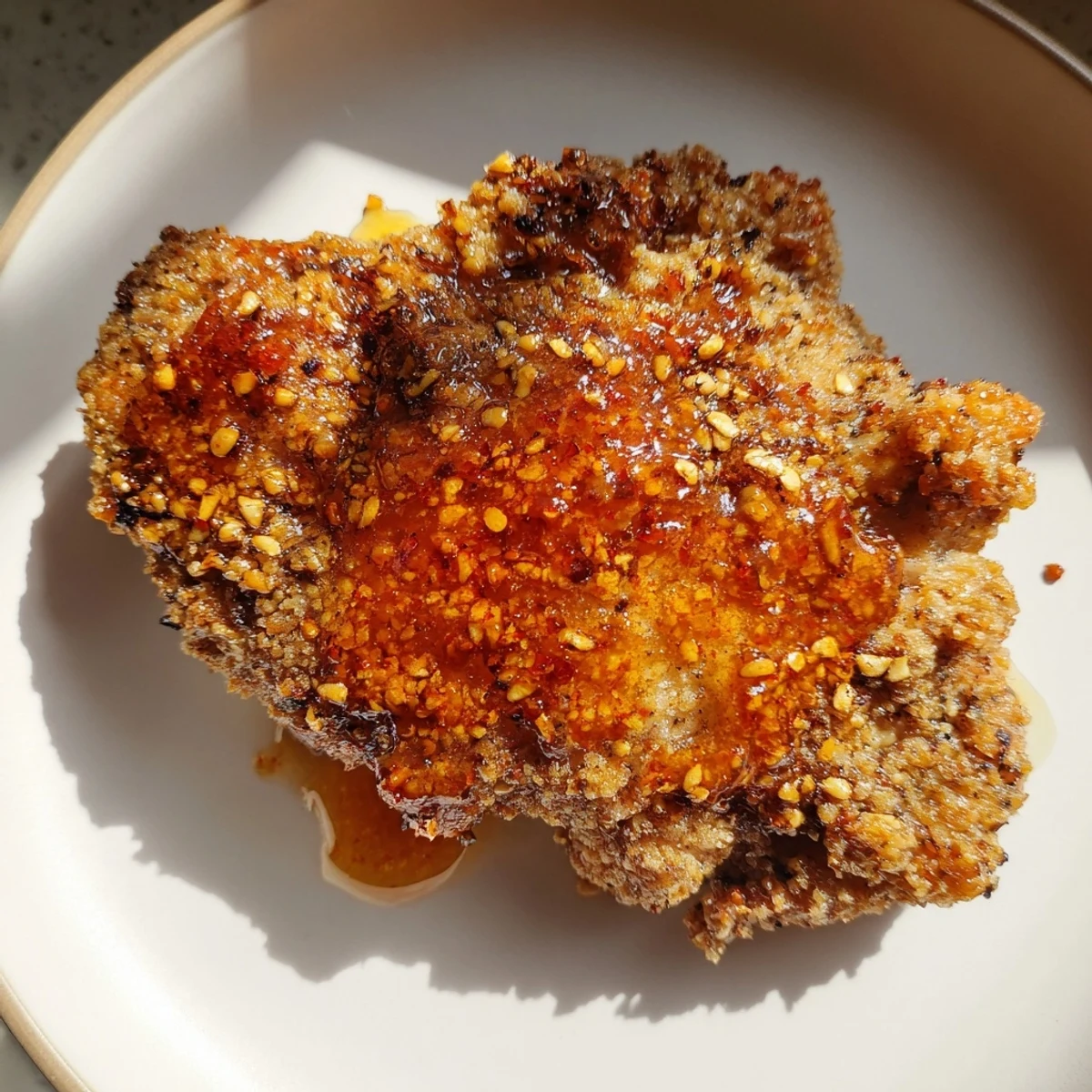 These air-fried Hot Honey Crispy Chicken Thighs boast a perfect crunch and juicy interior.