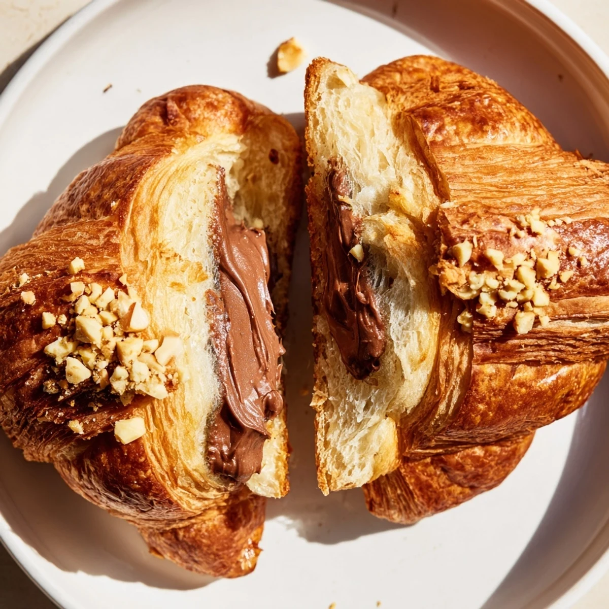 Air-fried 3-Ingredient Nutella Croissants: Crispy croissant with melty, delicious Nutella filling.