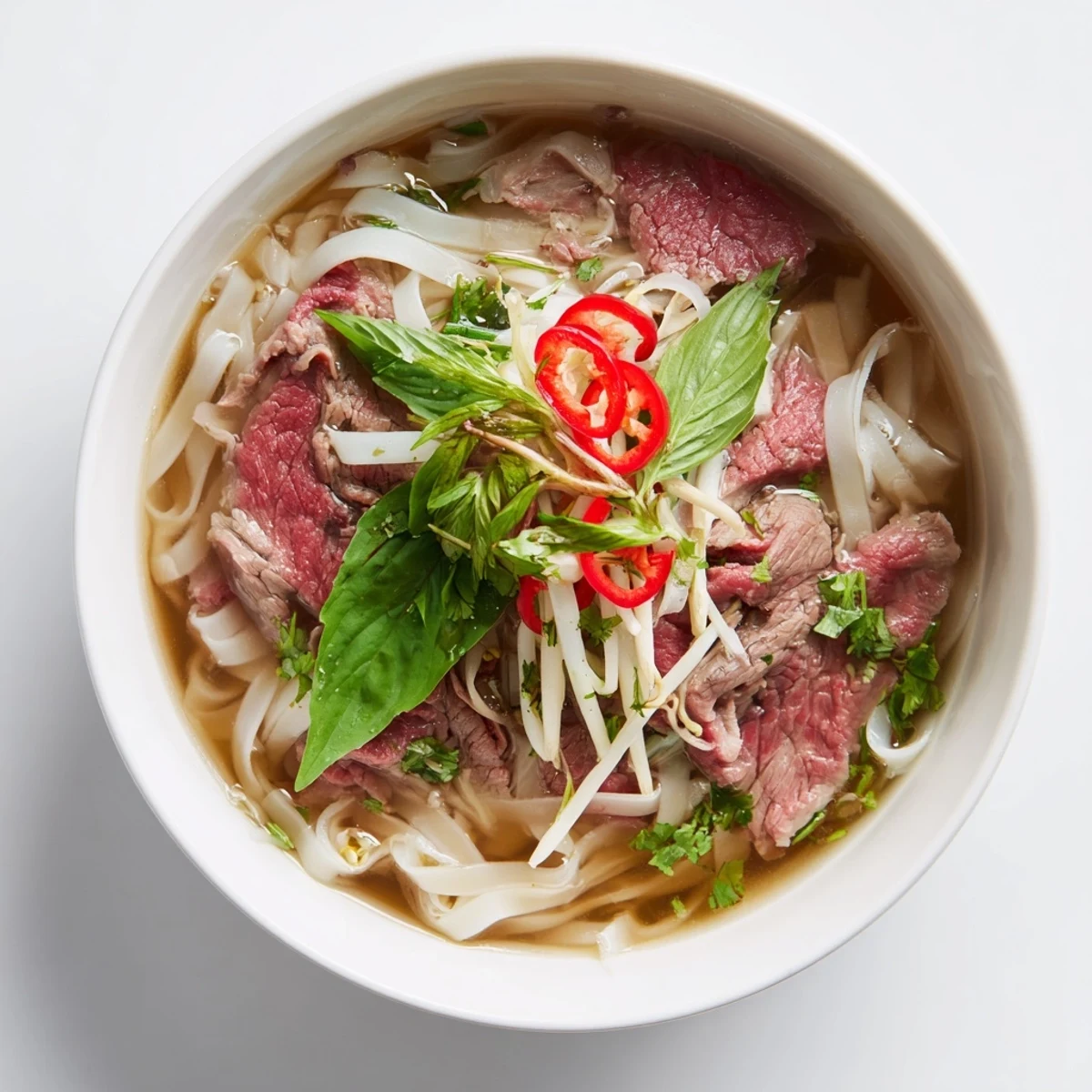 Steaming hot Vietnamese Pho Express, featuring tender beef, fresh herbs, and fragrant broth, ready to enjoy.