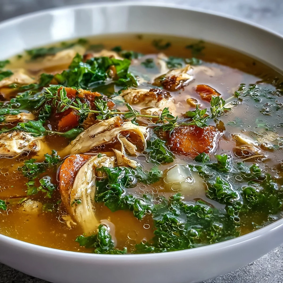 Nourishing bowl of high protein lemon and turmeric chicken soup with carrots, celery, and lemon wedges, ready to enjoy.