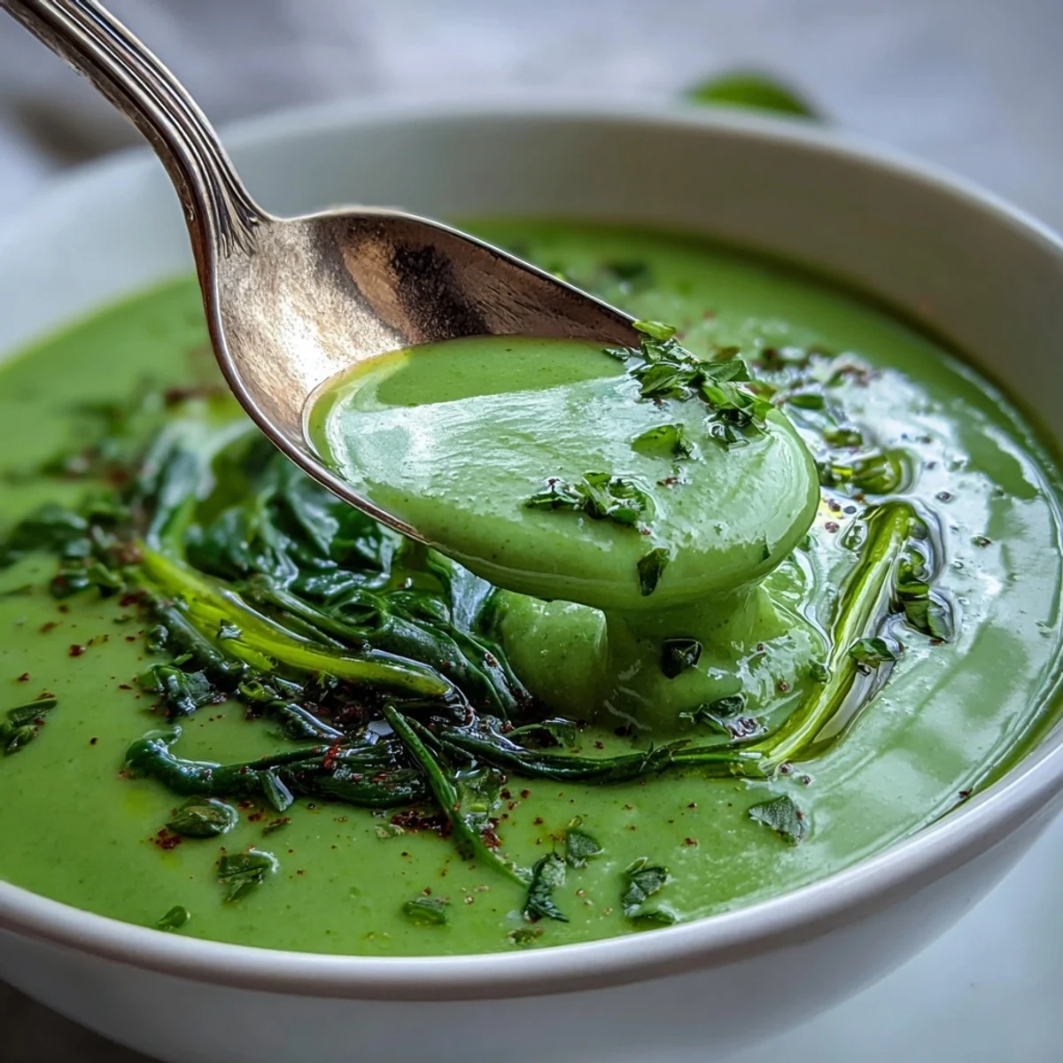Vibrant Big Green Immunity-Boosting Vegetable Soup, creamy and healthy, ready to enjoy.