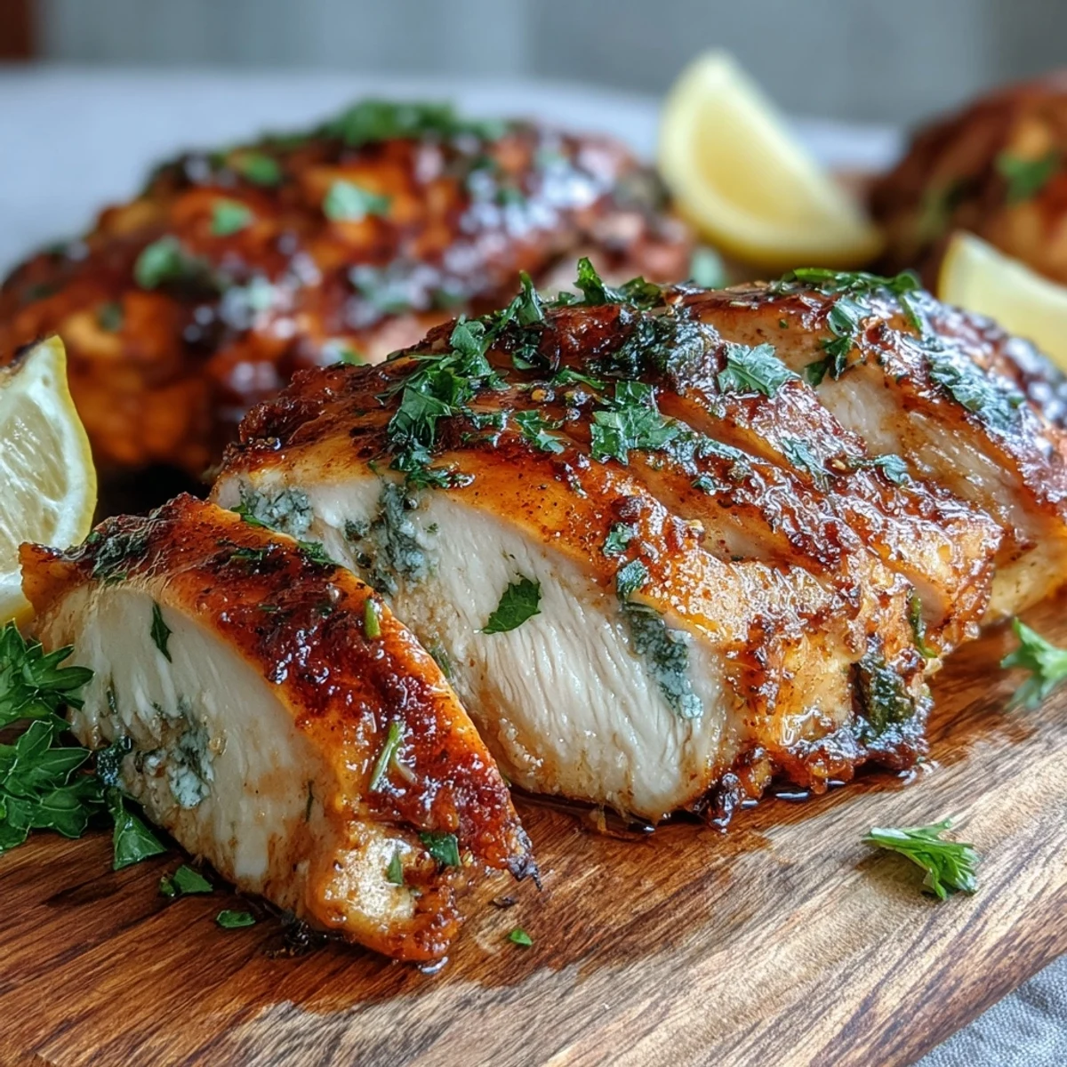 Golden-brown Oven Baked Chicken Breast, juicy and seasoned, resting on a baking sheet ready for a weeknight dinner.