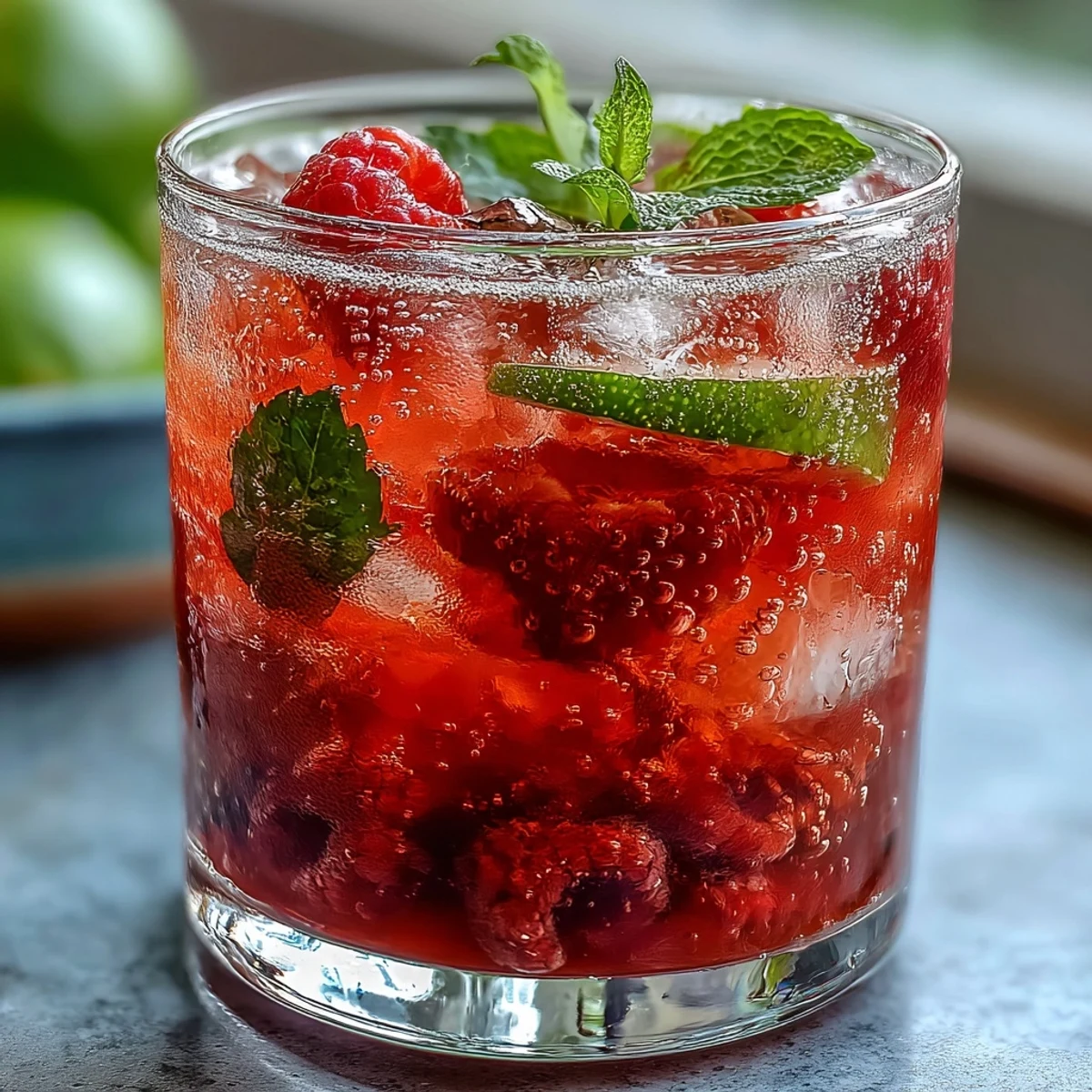 Fresh Raspberry Drink Refreshing Raspberry Lime Sparkling Drink