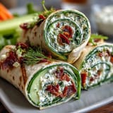 Spinach pinwheel wraps bursting with herb cream cheese, fresh veggies, and vibrant spinach tortilla—ideal party appetizer.