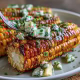 1. Microwave corn on the cob with garlic butter, golden and glistening with savory herb-infused spread.  