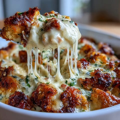 A golden, bubbling casserole filled with juicy chicken, diced ham, and rich Swiss cheese in a velvety Dijon cream sauce.