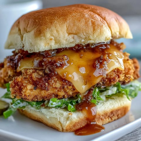 Crispy chicken sliders with tangy honey mustard sauce, golden-brown and perfect for game day gatherings.  