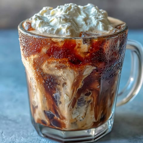 Silky Cold Brew Coffee with Vanilla Sweet Cream, a refreshing layered coffee drink.