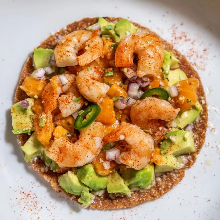 These delicious Quick Shrimp and Avocado Tostadas feature juicy shrimp and creamy avocado, ready in minutes.