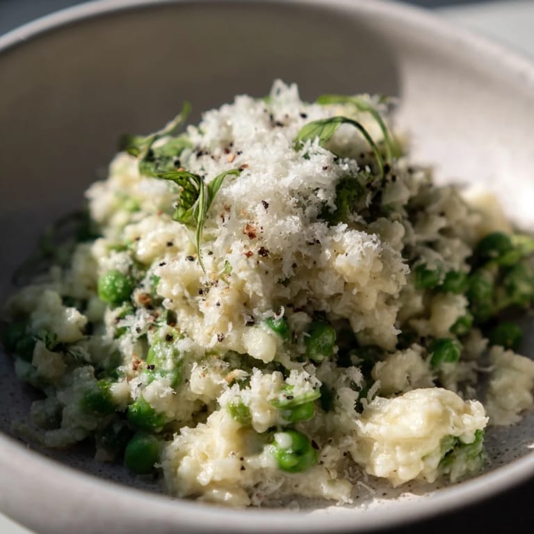 Tender orzo coated in Parmesan cream sauce with bright green peas, a delightful vegetarian Creamy Parmesan Orzo.