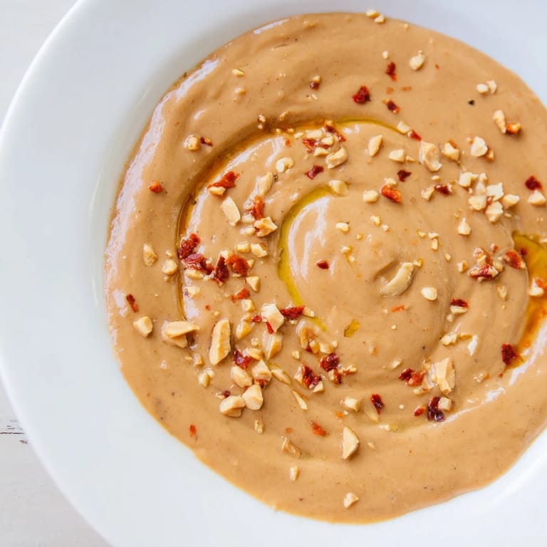 Vibrant, thick Indonesian satay sauce, perfectly spiced, fragrant, and ideal for dipping skewers or tofu.