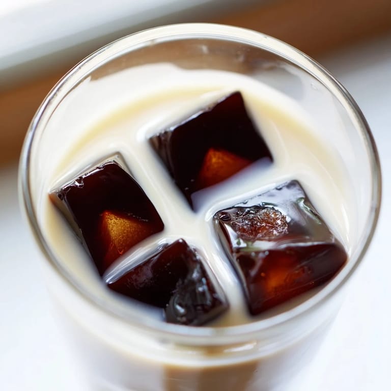Spoonfuls of coffee jelly glisten in a sweet cream beverage, perfect for an afternoon pick-me-up.  
