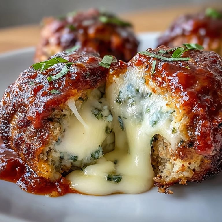 Tender beef and pork meatballs, baked then nestled in garlicky marinara sauce with melted mozzarella.