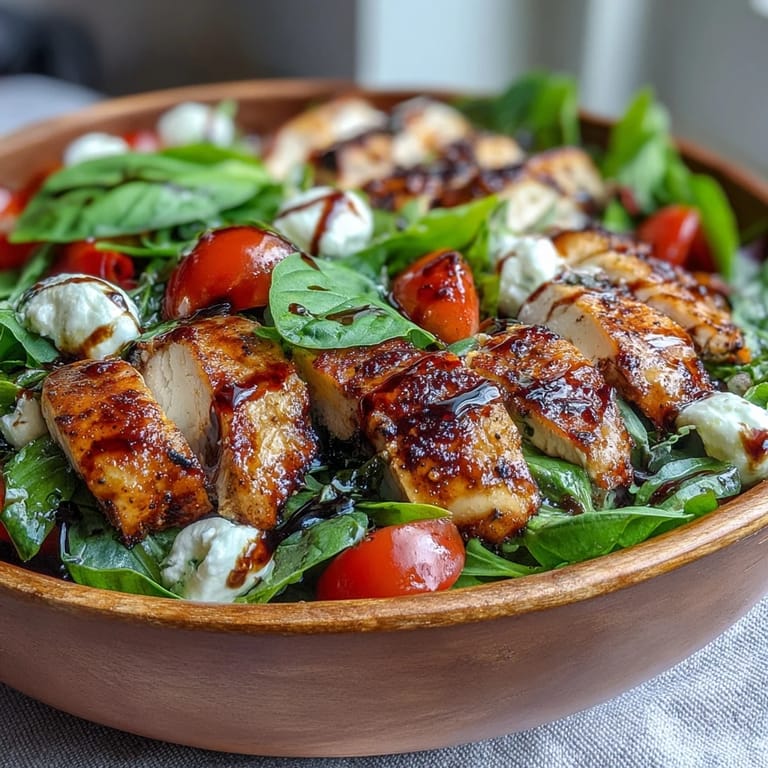 Caprese Chicken Bowl plated with vibrant tomatoes, fresh basil, and a drizzled balsamic glaze.