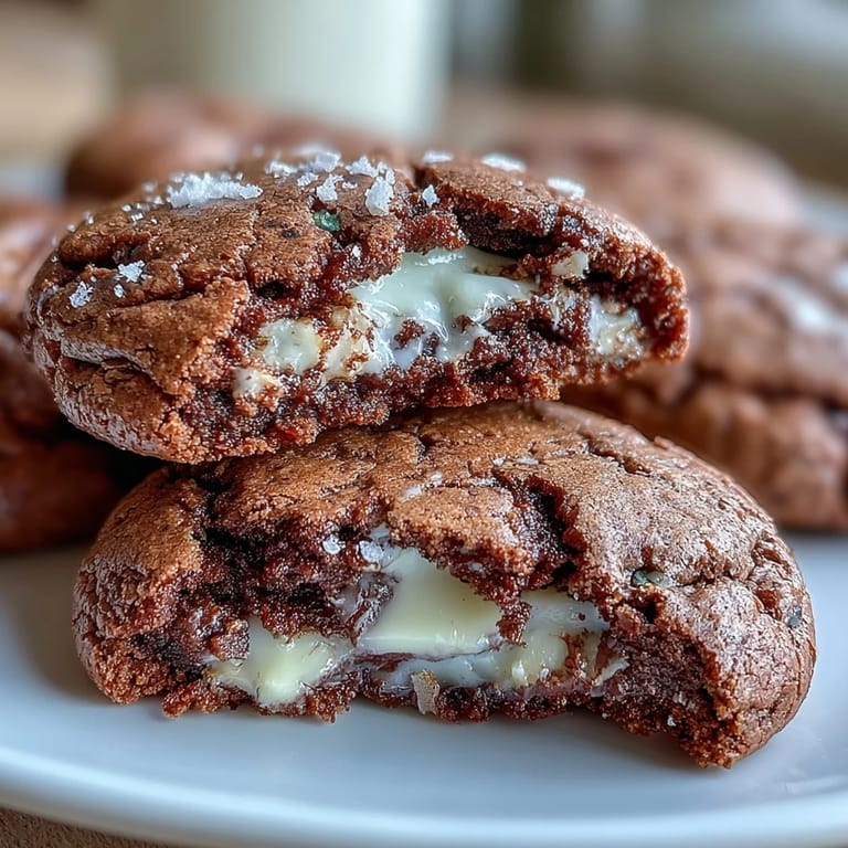 Easy homemade Hojicha Brownie Cookies with cracked tops and melted white chocolate chips on a marble countertop.