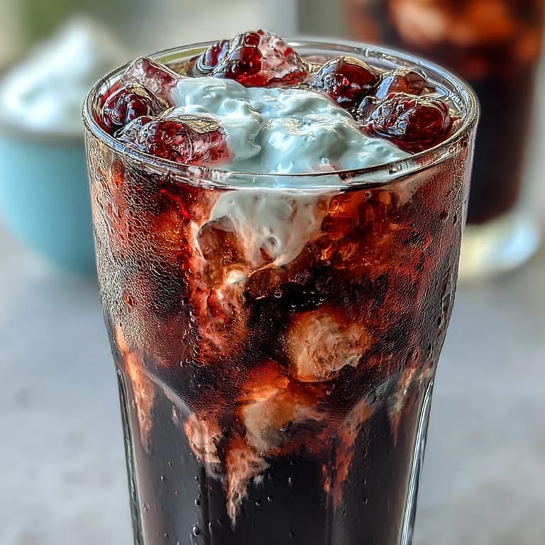 Refreshing Midnight Malibu Dirty Soda featuring a marbled coconut cream and blackberry syrup swirl.