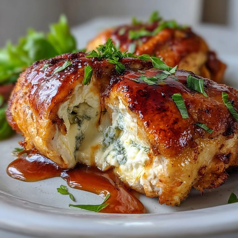 Perfectly sliced Hot Honey Ricotta Stuffed Chicken reveals a melty ricotta and parmesan filling, ready for a weeknight dinner.
