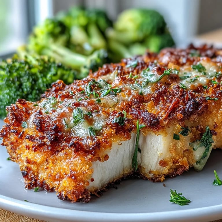Freshly baked Crispy Parmesan Broccoli & Chicken Trays sit steaming on a rustic wooden table, with a lemon wedge and chopped parsley ready for garnish. The Parmesan crust looks perfectly browned and irresistible.