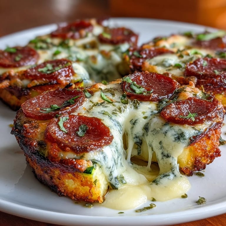 These low-carb, keto-friendly zucchini pizza boats are loaded with savory pepperoni and bubbling mozzarella, baked to golden perfection for a guilt-free dinner.