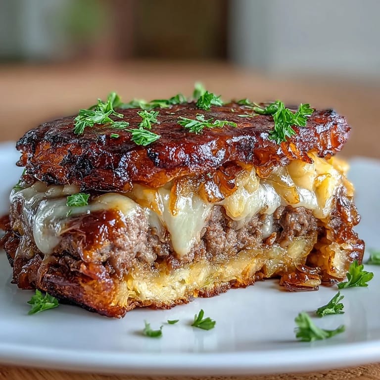 Golden Oven-Baked Cabbage Burgers topped with melted cheese and fresh parsley garnish.  