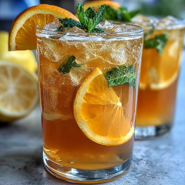 Vibrant orange and lemon slices float in a fizzy citrus punch, ideal for festive gatherings.  