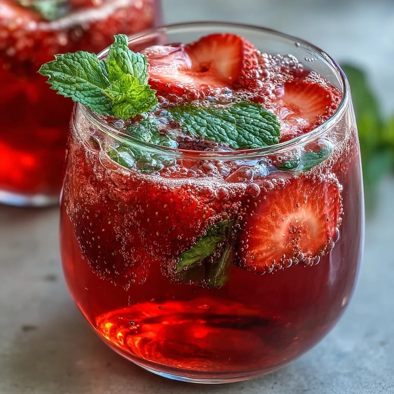 Vibrant Sparkling Strawberry Mocktail, a fruity, bubbly, and alcohol-free delight visually.