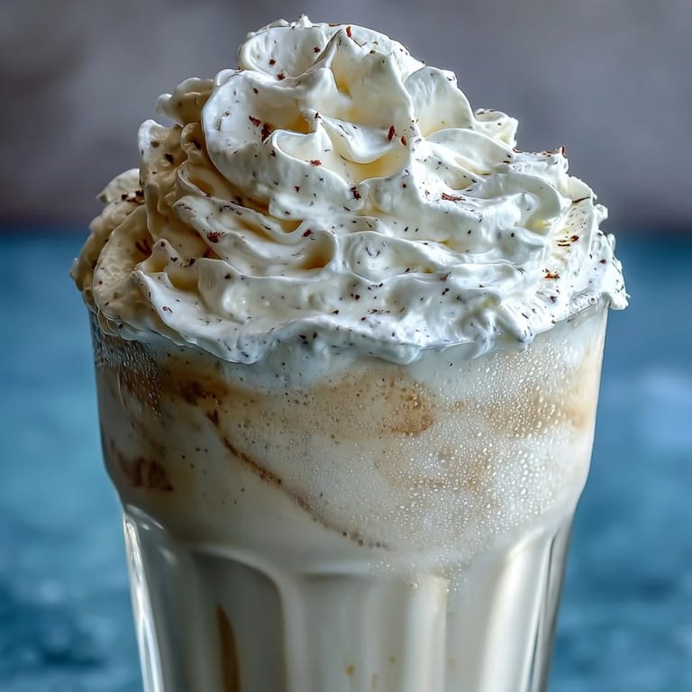 A thick, refreshing vanilla protein shake with Greek yogurt, perfect for breakfast or post-workout.  