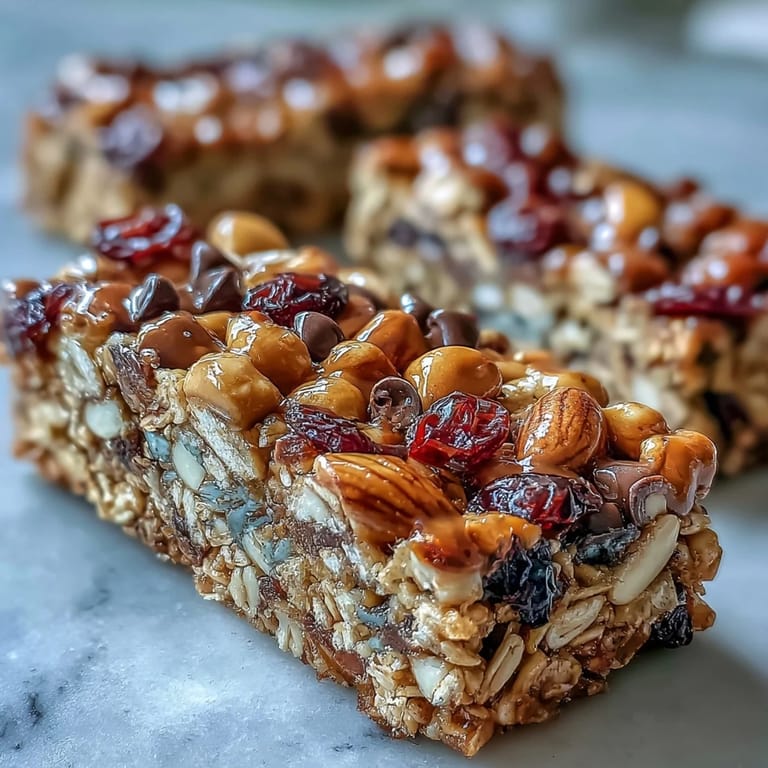 Homemade Trail Mix Bars with Oats and Honey, featuring a mix of seeds, chocolate chips, and hearty oats.