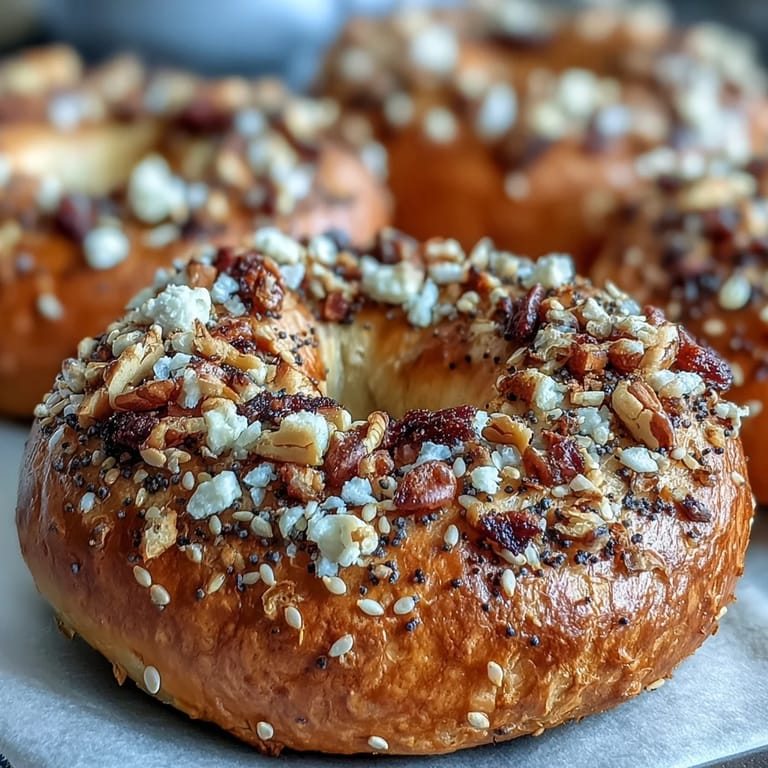 Soft, chewy homemade bagels made with Greek yogurt and sprinkled with everything bagel seasoning, offering a protein-packed twist on a classic favorite.  