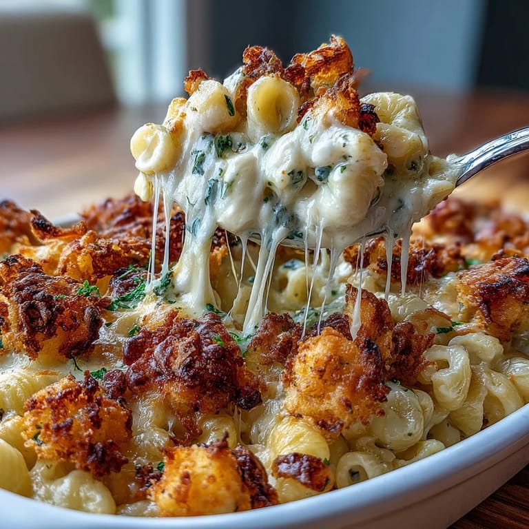 Classic Southern baked mac and cheese in a casserole dish, featuring bubbling cheese, tender pasta, and a lightly browned crust.