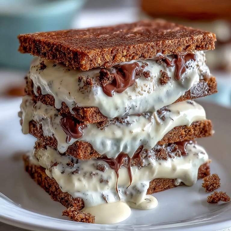 Vanilla Bean Frappuccino-inspired ice cream sandwiches feature espresso cookies hugging smooth vanilla bean ice cream in a frozen dessert.