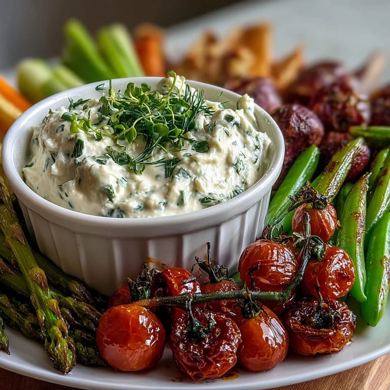 Crisp radishes, sweet peas, and a smooth herb dip make a perfect spring entertaining spread.