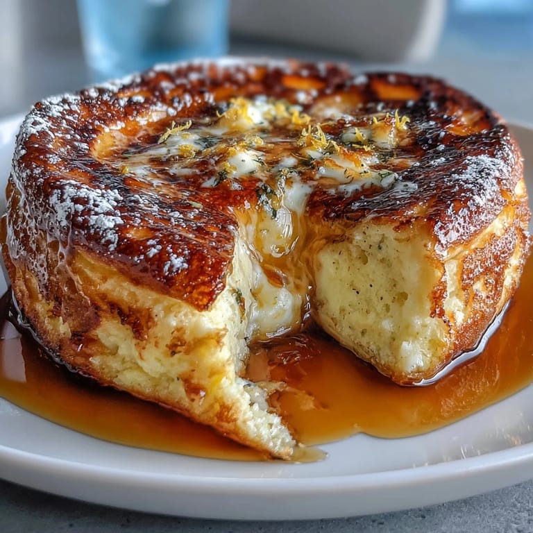 Golden-brown Lemon Ricotta Pancakes showcasing bright lemon zest, a tender fluffy stack.