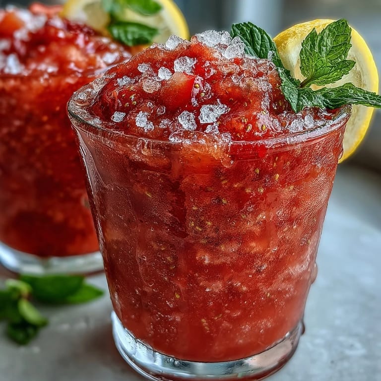 Creamy and tangy strawberry lemonade slushie blending frozen berries and zesty lemon juice for a naturally sweet, icy treat.