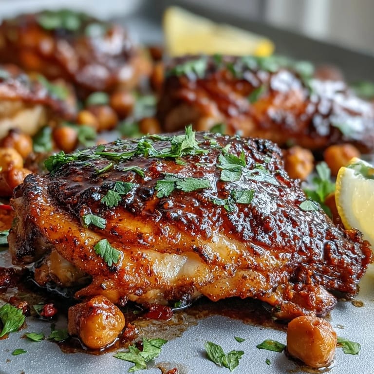 One-pan harissa chicken traybake loaded with tender spiced chicken and vibrant veggies.
