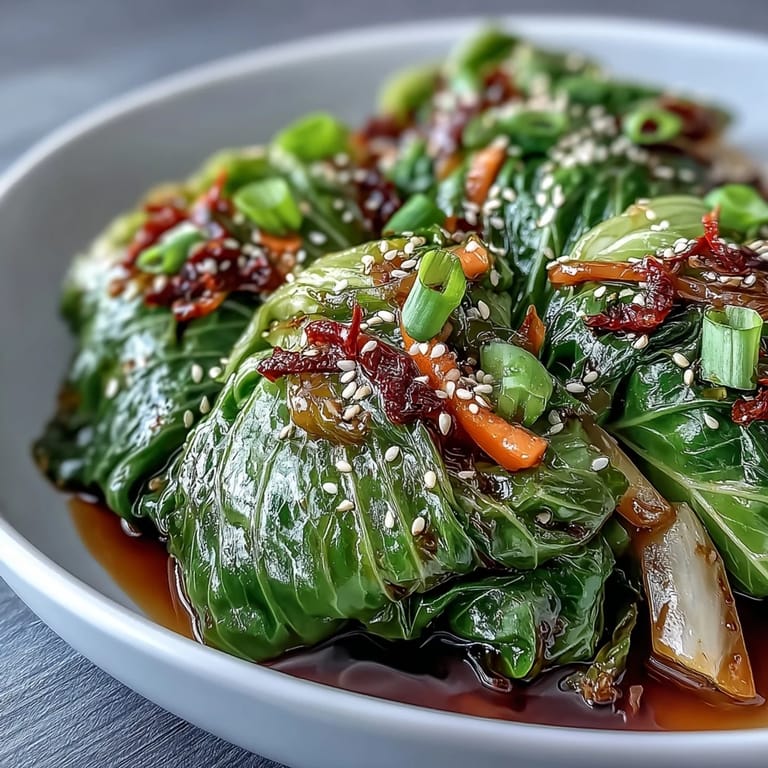 Hot wok-tossed Spicy Cabbage Stir Fry, glistening with savory sauce and fresh spring onions.