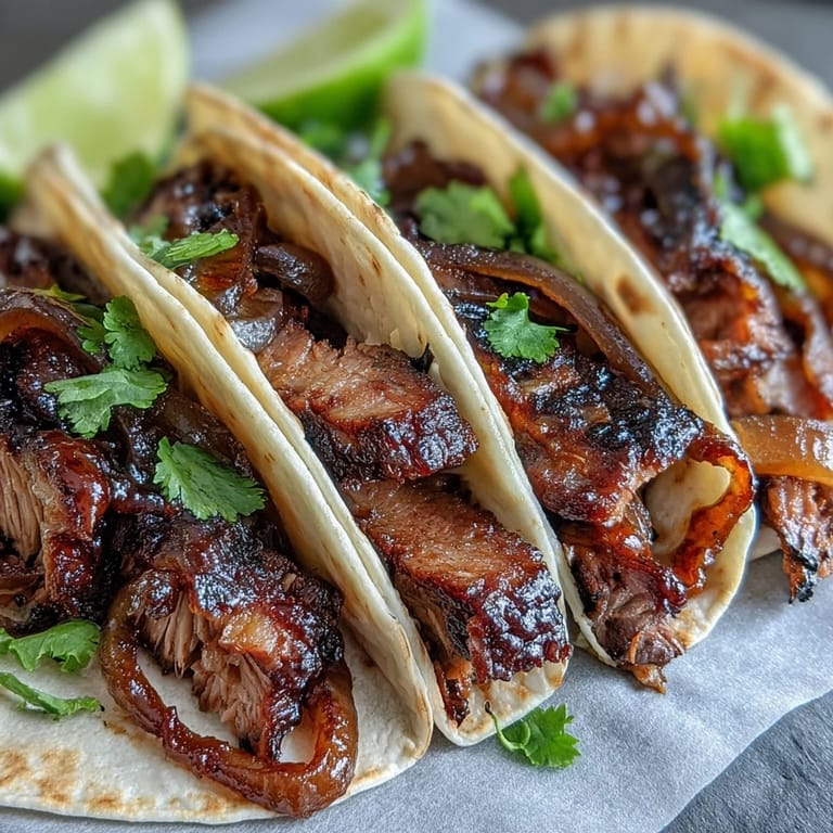 Tender smoked brisket tacos, a perfect blend of smoky and tangy, ready to devour.