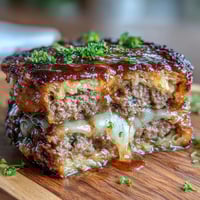 Oven-Baked Cabbage Burgers with juicy beef patties atop caramelized cabbage slices.  