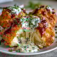 Crispy dandelion fritters with golden batter, served with a vibrant herb dipping sauce on a rustic wooden platter.