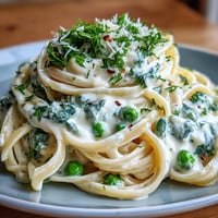 Creamy ricotta and lemon linguine with sweet peas, tossed with al dente pasta and fresh herbs in a bright, zesty sauce.  